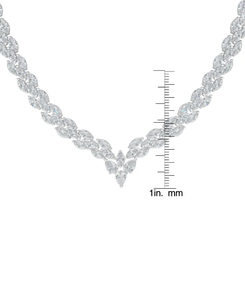 Macy's Fine Silver Plated Cubic Zirconia Marquise V Necklace