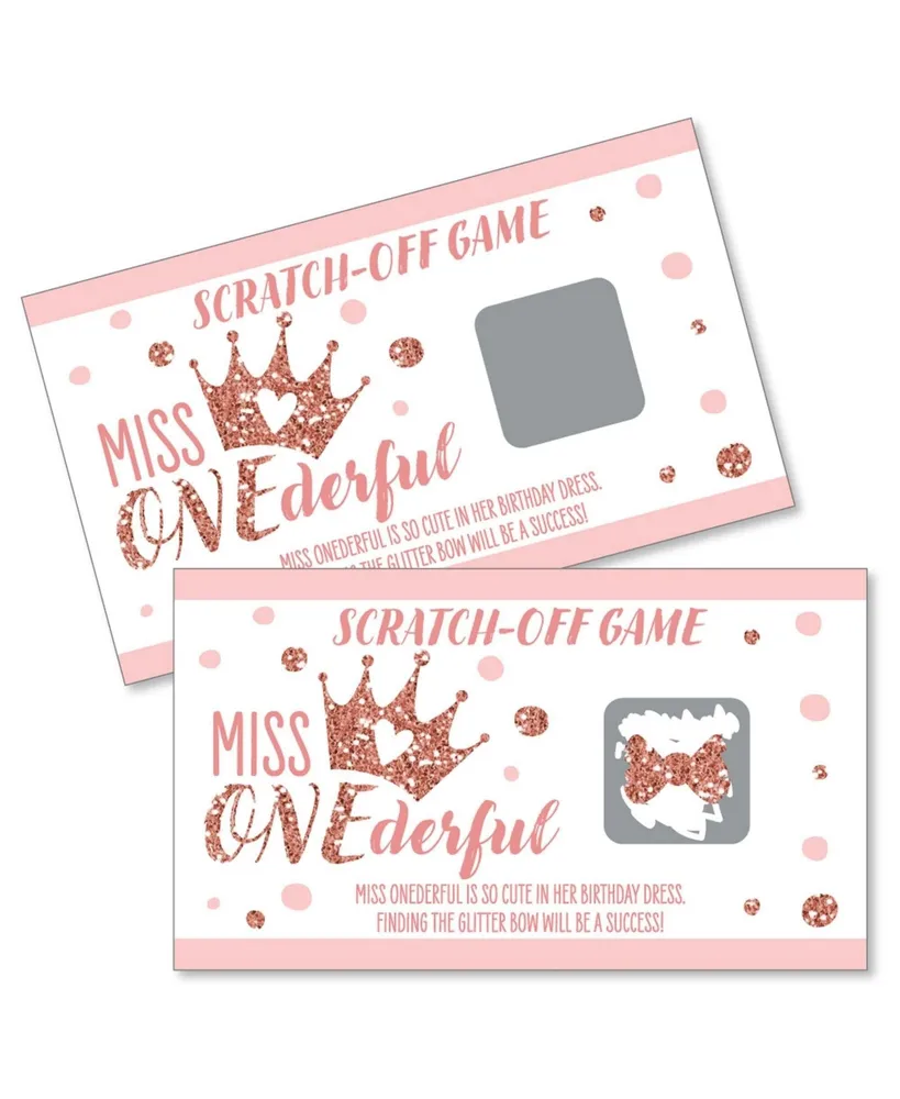 Big Dot Of Happiness 1st Birthday Little Miss Onederful - Birthday Party  Game Scratch Off Cards 22 Ct | Connecticut Post Mall