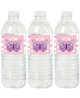 Big Dot of Happiness Beautiful Butterfly Baby Shower Birthday Party Water Bottle Sticker Labels 20 Ct