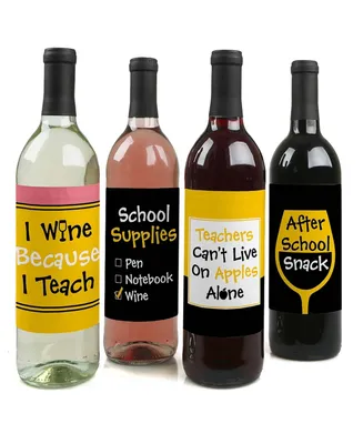 Best Teacher Gift Teacher Appreciation Christmas Wine Bottle Label Stickers 4 Ct