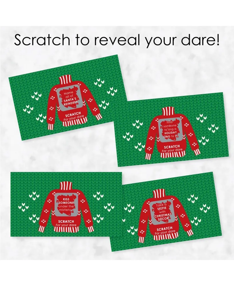 Ugly Sweater - Holiday and Christmas Party Game Scratch Off Dare Cards - 22 Ct