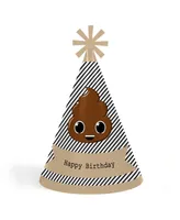 Party 'Til You're Pooped - Cone Poop Emoji Happy Birthday Party Hats - Set of 8