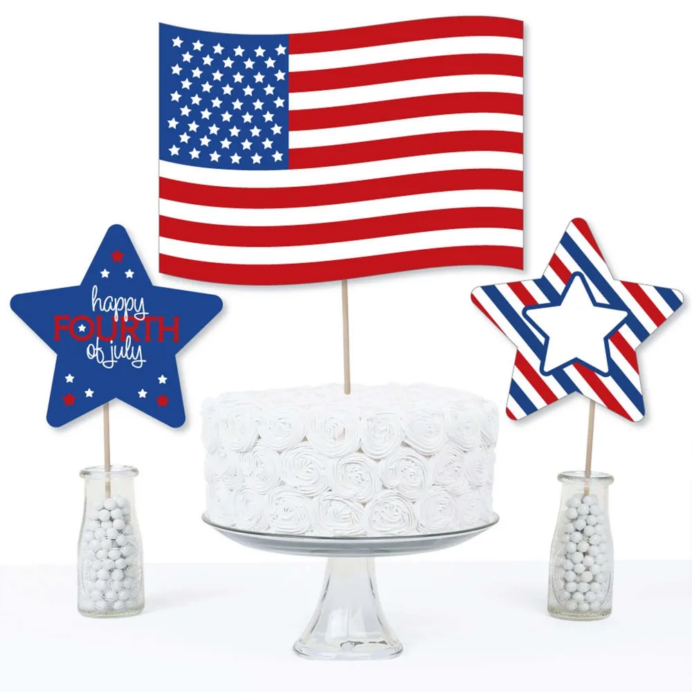 4th of July - Independence Day Centerpiece Sticks - Table Toppers - Set of 15