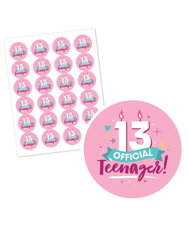 Big Dot Of Happiness Girl 13th Birthday Official Teenager Birthday Party  Circle Sticker Labels 24 Ct