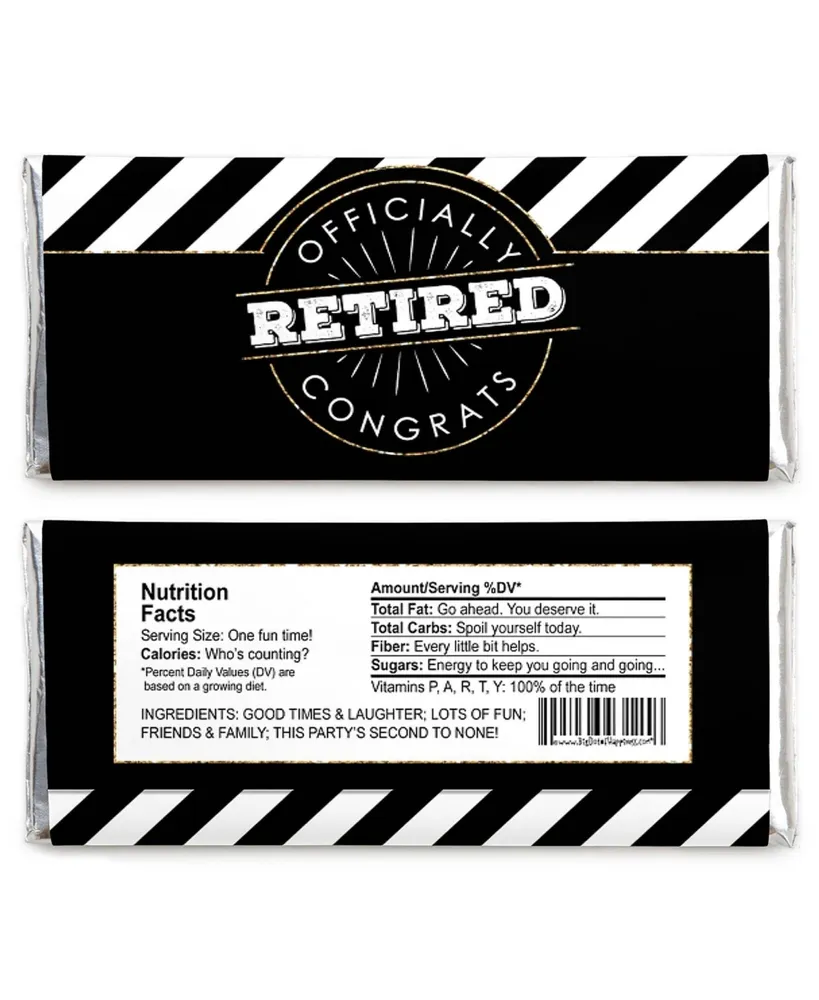 Happy Retirement - Candy Bar Wrapper Retirement Party Favors - Set of 24