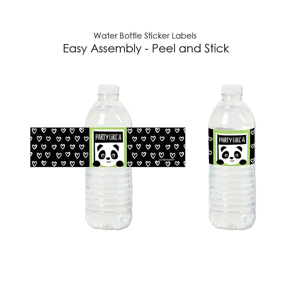 Party Like a Panda Bear - Party Water Bottle Sticker Labels - 20 Ct