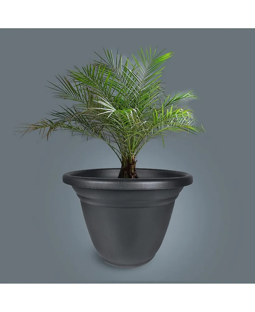 Hc Companies Plastic In Outdoor Round Mojave Planter Grey - 22 Inch