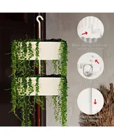 Tree Nest Sunny Round Hanging TwoTier Planter 10 Inch White