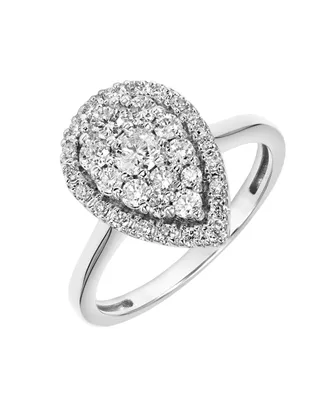 Diamond Pear Cluster Engagement Ring (3/4 ct. t.w.) in 14k White Gold