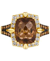 Le Vian Chocolate Quartz (4 ct. t.w.) & Diamond (5/8 ct. t.w.) Halo Ring in 14k Gold