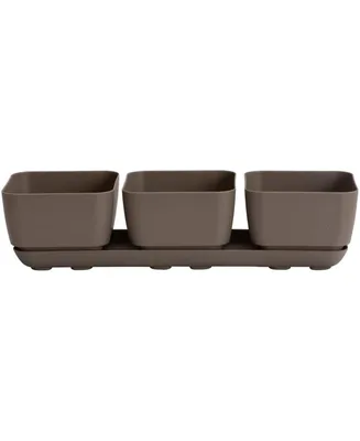 Novelty 10013 Herb & Succulent Trio Planter/Flower Pot, Taupe, 12"