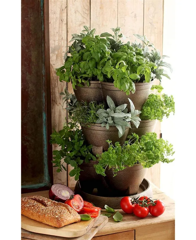 Stack-A-Pots #80281854E Stackable Planter, 30 quarts - Brick