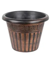 Garden Elements Outdoor Dragon Banded Plastic Planter Bronze 13 Inches