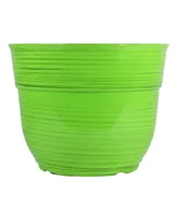 Garden Elements Glazed Brushed Happy Large Plastic Planter Bright 15 Inches