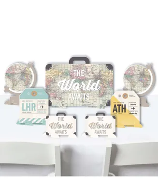 World Awaits - Travel Themed Centerpiece Table Decor - Tabletop Standups - 7 Ct