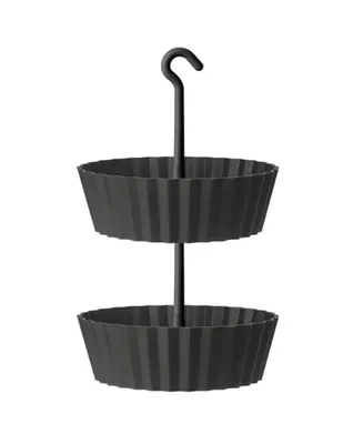 Tree Nest Sunny Hanging 2-Tiered Lace Planter Round Anthracite 12in