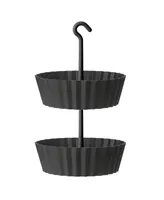 Tree Nest Sunny Hanging 2-Tiered Lace Planter Round Anthracite 12in