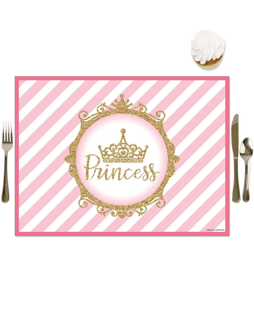 Little Princess Crown - Pink and Gold Princess Baby Shower or Birthday  Party Circle Sticker Labels - 24 Count