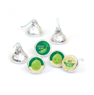 Double the Fun - Two Peas in a Pod - Round Candy Sticker Favors (1 Sheet of 108)