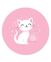 Purr-fect Kitty Cat - Kitten Meow Party Circle Sticker Labels - 24 Ct
