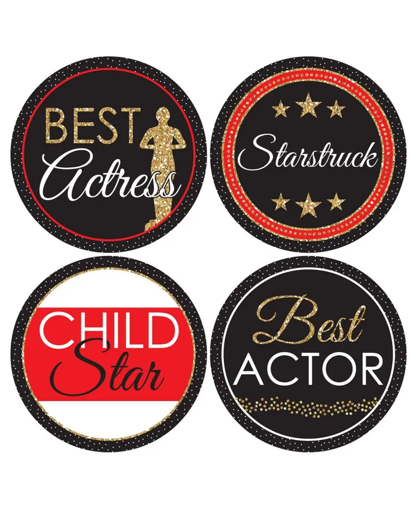 Red Carpet Hollywood - Funny Name Tags - Award Party Badges Sticker Set of 12