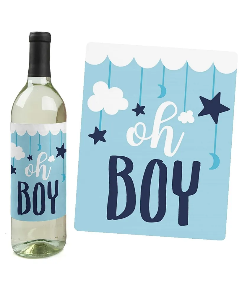 It's a Boy - Blue Baby Shower Decor - Wine Bottle Label Stickers - 4 Ct