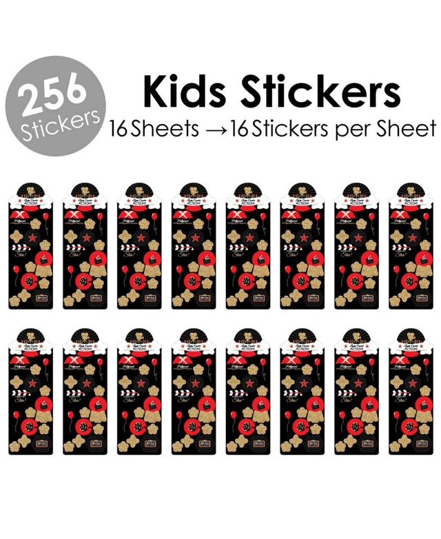 Red Carpet Hollywood - Movie Night Favor Kids Stickers - 16 Sheets 256 Stickers