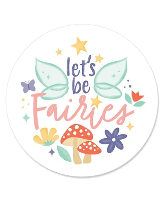 Let's Be Fairies - Fairy Garden Birthday Party Circle Sticker Labels - 24 Count - Assorted Pre