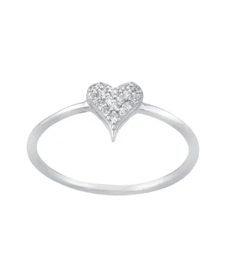 Giani Bernini Cubic Zirconia (0.19 ct. t. w.) Pave Heart Ring in Sterling Silver