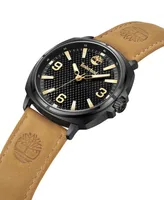 Timberland Men's Bailard Wheat Genuine Leather Strap Watch, 44mm
