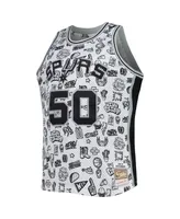 Men's Mitchell & Ness David Robinson White San Antonio Spurs 1998-99 Hardwood Classics Doodle Swingman Player Jersey