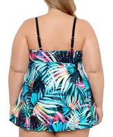 Swim Solutions Plus Tummy Control Empire Swimdress, Created For Macys