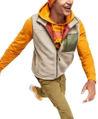 Mens Bass Outdoor Sherpa Vest With A Graphic Hoodie