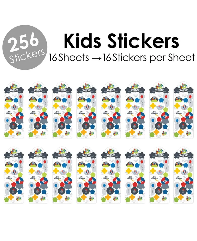 Calling All Knights & Dragons - Medieval Favor Kids Stickers - 256 Stickers