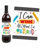 Teacher Retirement - Party Decor - Wine Bottle Label Stickers - 4 Ct