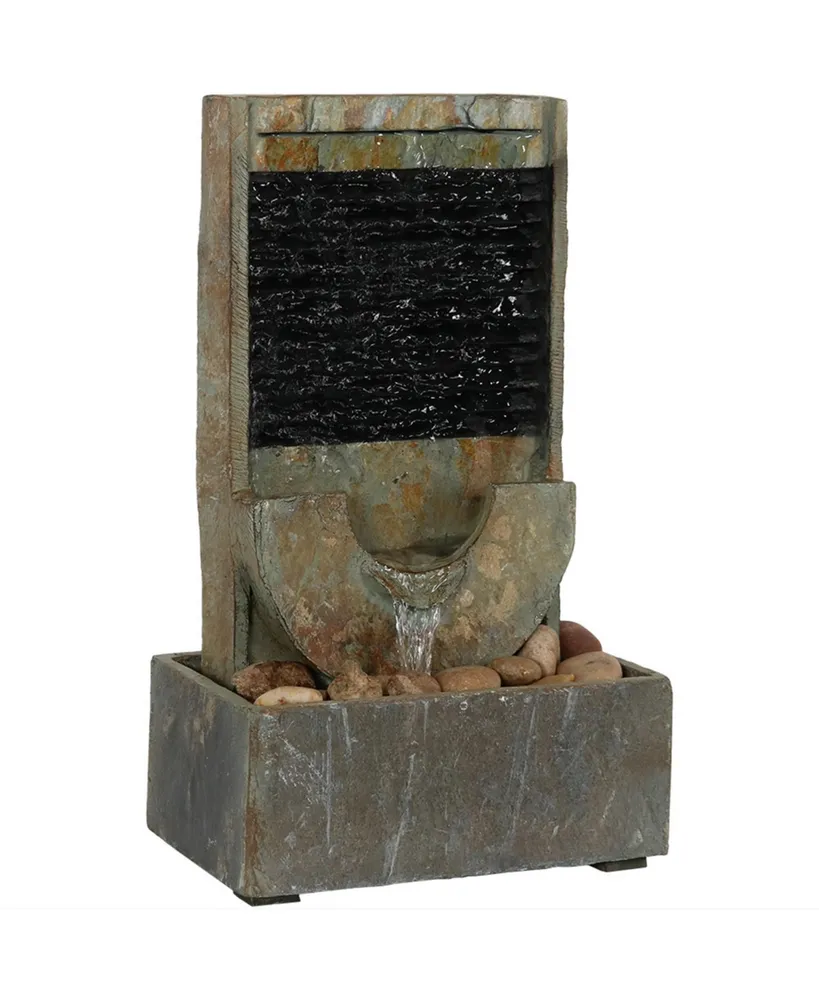 Sunnydaze Decor Half Moon Slate Indoor Tabletop Water Fountain - 16 in