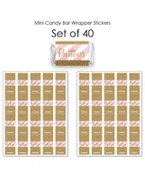 Little Princess Crown - Mini Candy Bar Wrapper Stickers - Party Favors - 40 Ct