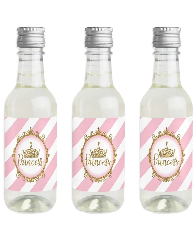 Little Princess Crown - Mini Wine Bottle Label Stickers - Party Favor Gift 16 Ct