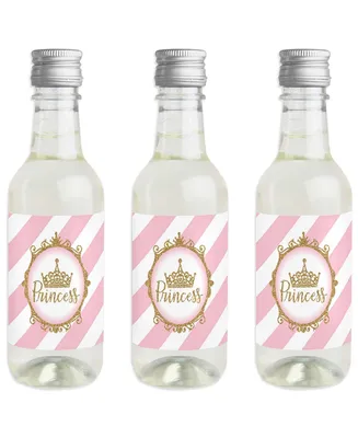 Little Princess Crown - Mini Wine Bottle Label Stickers - Party Favor Gift 16 Ct