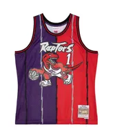 Men's Mitchell & Ness Tracy McGrady Purple, Red Toronto Raptors Hardwood Classics 1998-99 Split Swingman Jersey