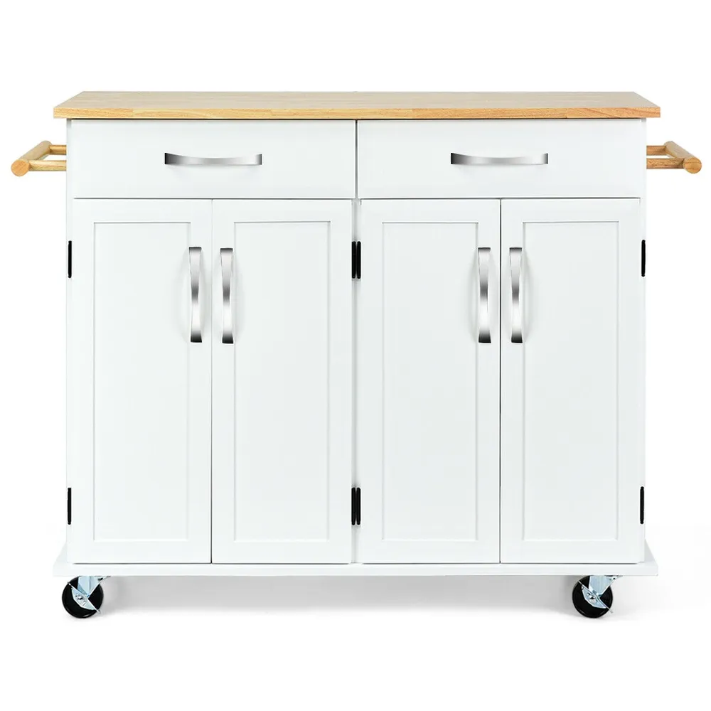 Kitchen Trolley Island Utility Cart Wood Top