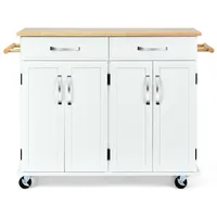 Kitchen Trolley Island Utility Cart Wood Top