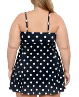 Swim Solutions Plus Tummy Control Bow Front Swimdress, Created For Macy's