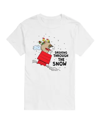 Airwaves Men's Peanuts Dashing Through Snow Short Sleeve T-shirt
