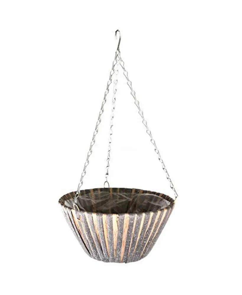 Gardener's Select Woven Straw & Plastic Hanging Basket, Gray and Tan