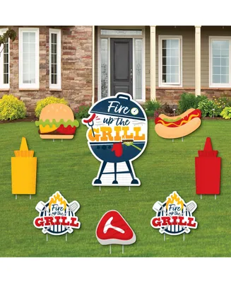 Fire Up the Grill - Outdoor Lawn Decor - Summer Bbq Picnic Yard Signs - Set of 8