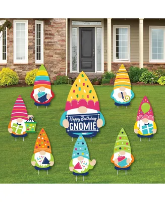 Gnome Birthday - Outdoor Lawn Decor - Happy Birthday Party Yard Signs - Set of 8