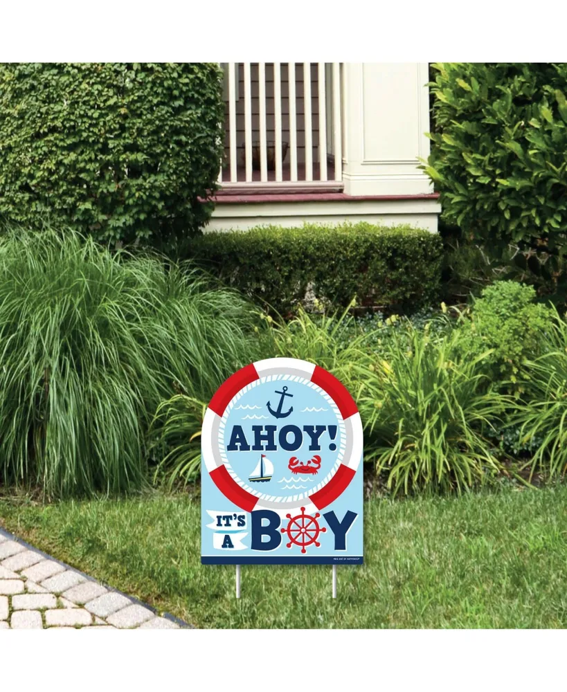 Nautical Baby Shower Decorations for Boy, Ahoy It's A Boy Banner