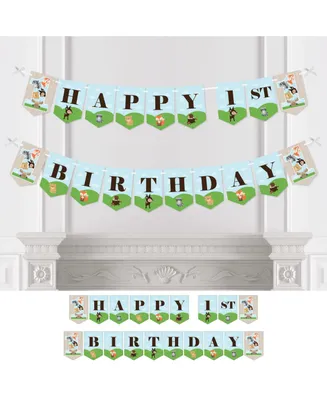1st Birthday Woodland Creatures - Bunting Banner Party Decor Happy 1st Birthday