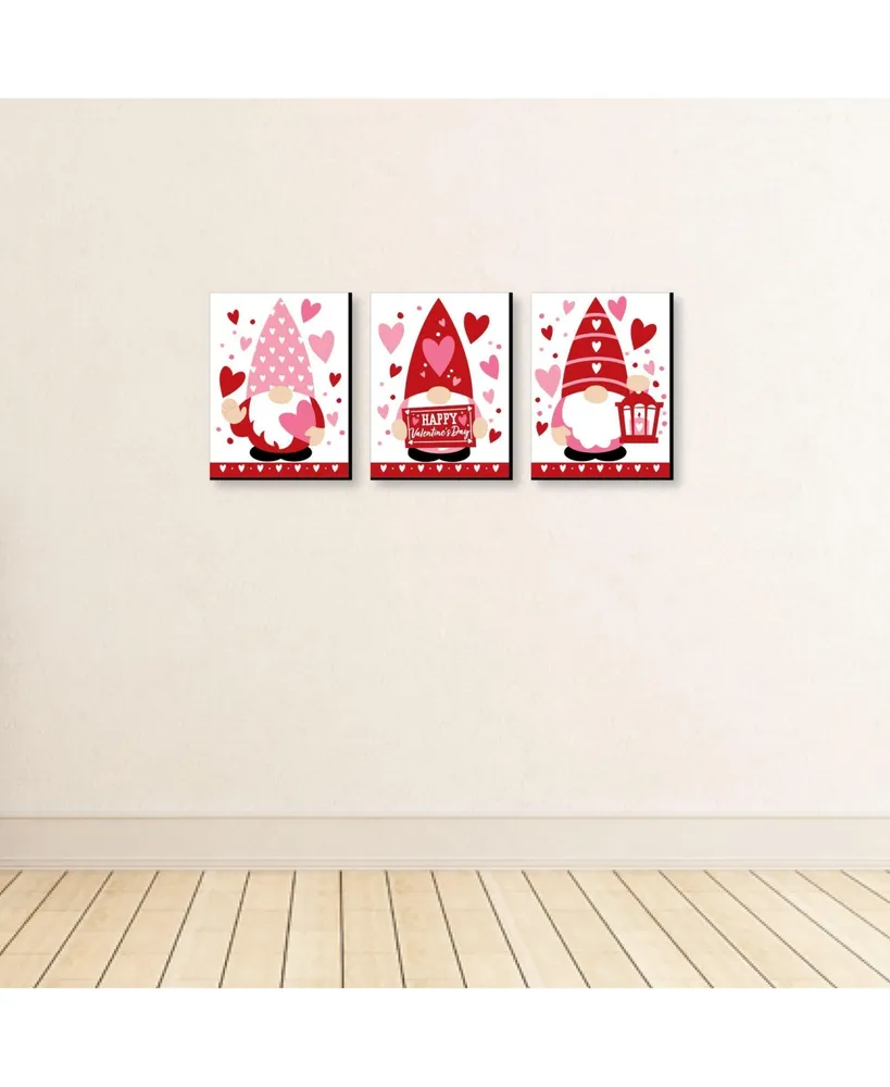 Valentine Gnomes -Valentine's Day Wall Art - 7.5 x 10 inches - Set of 3